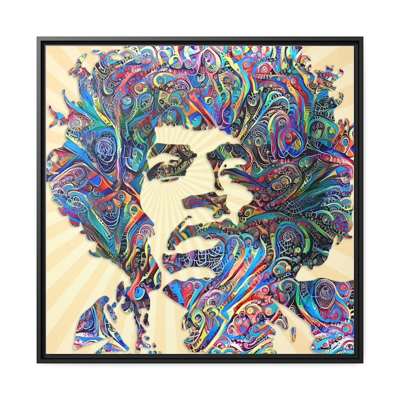Jimi Hendrix Psychedelic Framed Canvas Original Wall Art Abstract