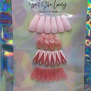 Pink French coffin shaped press on nails!