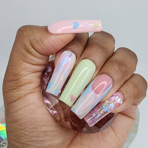 Sweetheart Candy Inspired Long Square Valentines Day Press on Nails