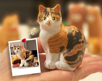 Cute pet figurine, Miniature pet, cat, dog custom, Personalized Pet Sculpture