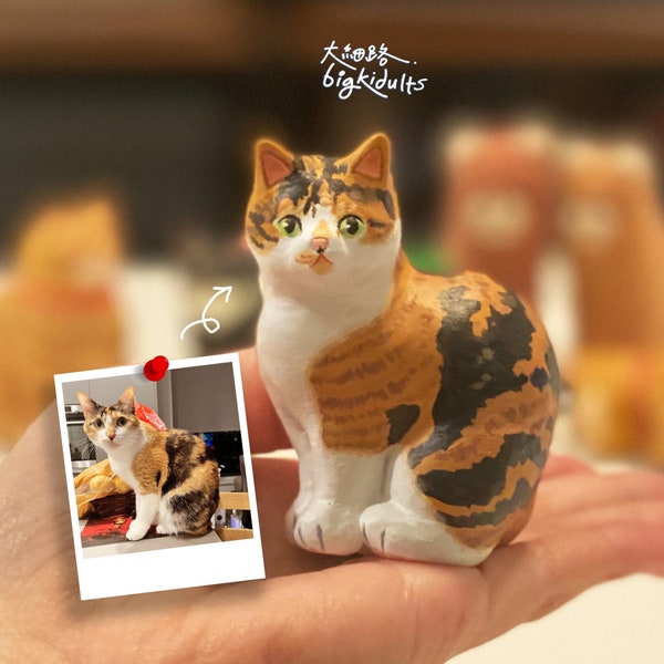 Cute pet figurine, Miniature pet, cat, dog custom, Personalized Pet Sculpture