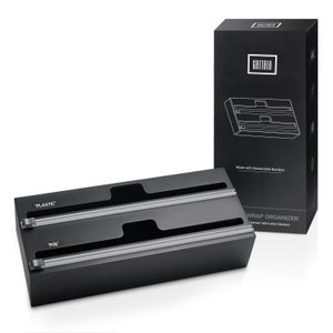 Wrap Dispenser with Cutter & Labels for Kitchen Drawers and Wall, 2 in 1 Wrap Organizer - Gattala