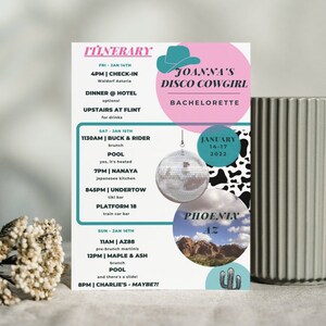 Disco Cowgirl Bachelorette Itinerary | Customizable | Phoenix & Los Angeles
