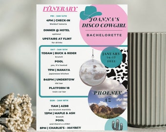 Disco Cowgirl Bachelorette Itinerary | Customizable | Phoenix & Los Angeles