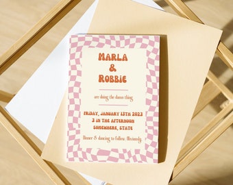 Retro 70&#39;s wedding invitation