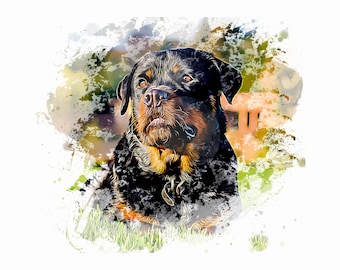 Retrato de mascota de acuarela personalizado, Retratos de perros de fotos, Retratos de perros de fotos, Pintura de mascotas, Impresión grande personalizada