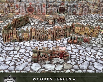 Hexengarde Wooden Fences and Barricades | Gothic Victorian Building Terrain | 3D Printed | Trollcross3D