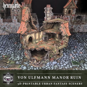 Hexengarde Von Ulfmann Manor Ruin | Gothic Victorian Building Terrain | 3D Printed | Trollcross3D