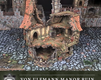 Hexengarde Von Ulfmann Manor Ruin | Gothic Victorian Building Terrain | 3D Printed | Trollcross3D