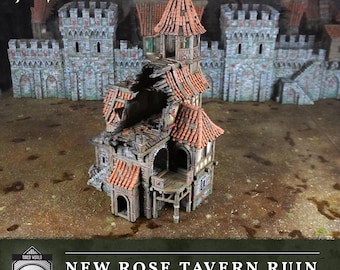 Hexengarde New Rose Tavern Ruin | Gothic Victorian Building Terrain | 3D Printed | Trollcross3D