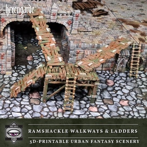 Hexengarde Ramshackle Walkways Set | Gothic Victorian Building Terrain | 3D Printed | Trollcross3D