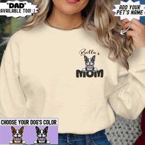 Unisex Custom Boston Terrier Sweatshirt – Personalized Fathers Day Gift for Boston Terrier Dad or Mom | Brown Black and White, Dog Shirt