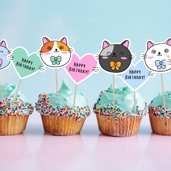 Cat Cupcake Toppers Etsy
