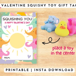 Printable Squishy Valentine Cards, Squishy Toy Valentine, Squish Valentine, Non Candy Valentines, Squishing You A Happy Valentines Day