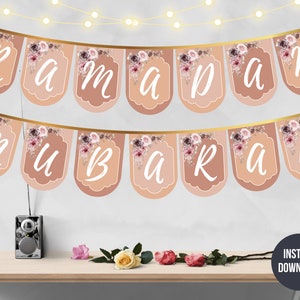 Printable Ramadan Mubarak Banner, Modern Floral Ramadan Decoration, Islamic Decor, Ramadan Eid Decor, Home Decor Ramadan Banner, Digital