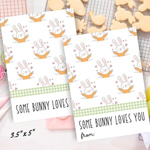 Imprimable Some Bunny Loves You Mini Cookie Card, Joyeuses Pâques Cookie Card, Téléchargement instantané, Lot de 2, De & Sans Option, 3,5 "x 5"