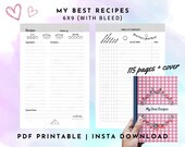 Printable Recipe Book, Recipe Template, Recipe Book Pdf, Printable Recipe Page, Printable Cookbook Template
