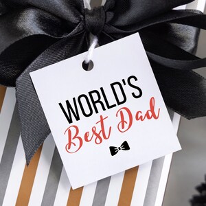 Imprimable World's Best Father Gift Tag, Square 2" & 2.5" Happy Father's Day Gift Tags, Printable Square Cookie Tag, Instant Download