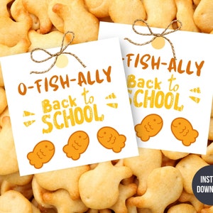 Printable O-Fish-Ally Back To School Cookie Tag, 2&quot;x2&quot; and 2.5&quot;x2.5&quot;, Instant Download