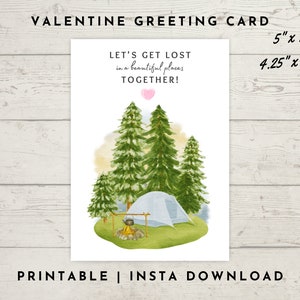 Let's Get Lost in a Beautiful Places Together Valentinstag Grußkarte, Wanderkarte, Sofort Download, druckbar, PDF