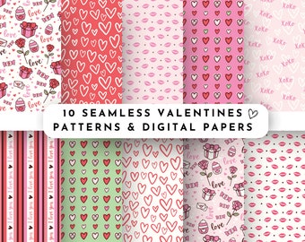10 papéis digitais perfeitos para namorados para fundos, scrapbooking, confecção de cartões, artesanato em papel, planejadores e muito mais. Uso pessoal e comercial