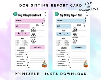 Boletín de calificaciones de cuidado de perros, Boletín de calificaciones de perros, Boletín de calificaciones de mascotas, Cuidador de mascotas, Formulario de informe de paseo de perros, Alojamiento de mascotas, Guardería canina