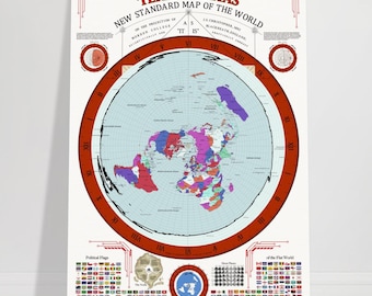 Gleason 3.0 Flat Earth Map of the World 2026, Terra Veritas REAL borders, cities, flags