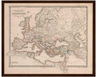 The Roman Empire Imperium Romanorum on HD Museum-Quality Matte Paper in Wooden Framed Poster