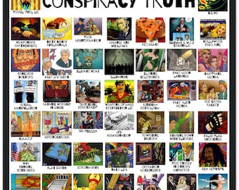 44 Conspiracies Truth Wall Art All Conspiracies from JFK and 911 to Flat Earth and Tartaria Illuminati Cards | Framed or Unframed