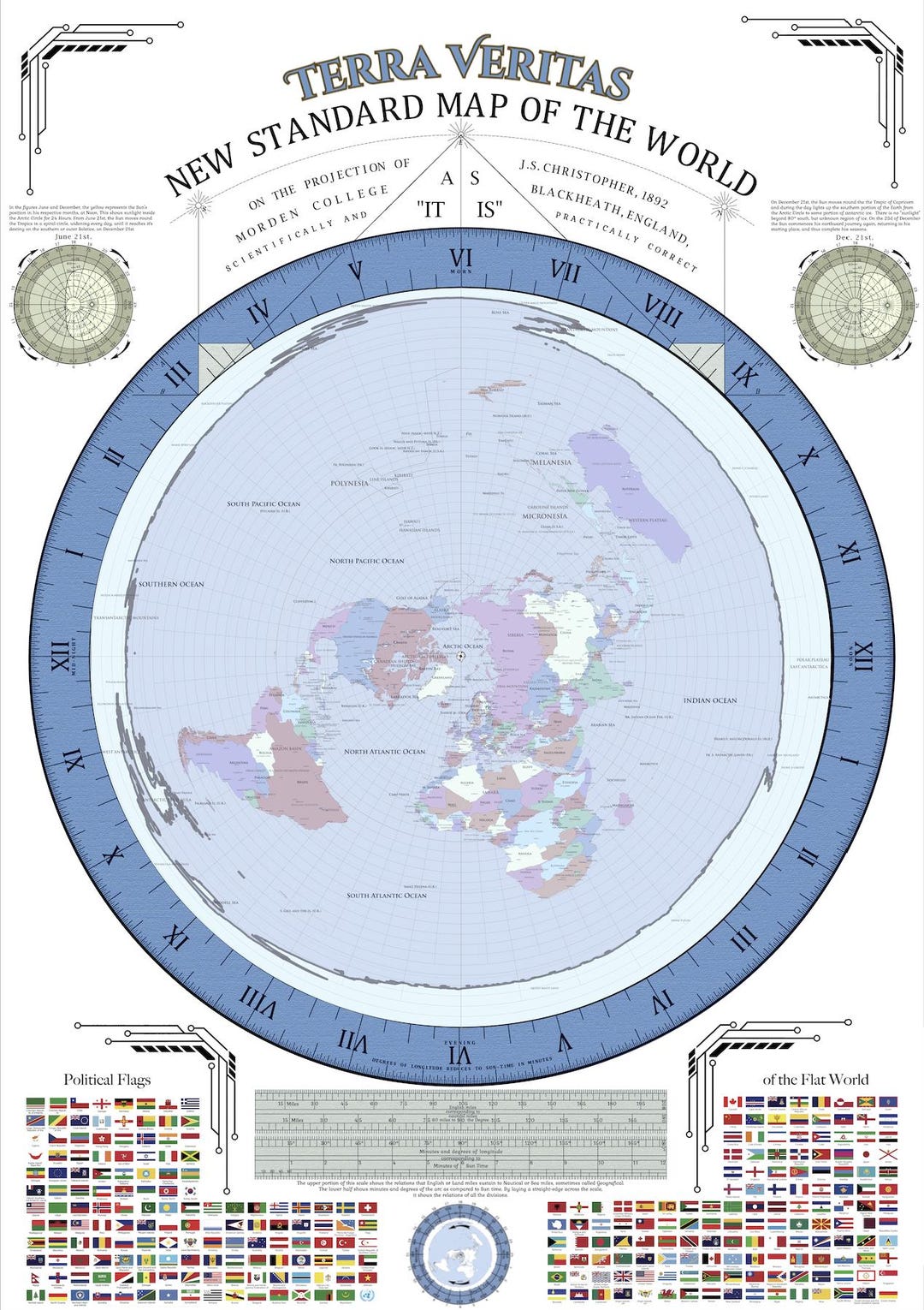 Gleason Flat Earth Map 3 0 Terra Veritas 2026 Political Borders Il 1408 