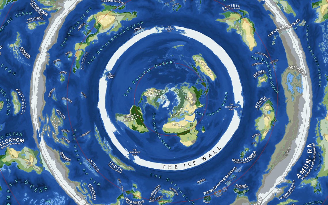 Ice Engine Map Acrylic Map of the World Beyond the Ice Wall Flat Earth Map | Satellite ...