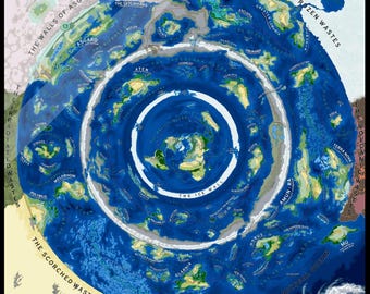 Acrylic Map of The World Beyond The Ice Wall Flat Earth Map | Satellite Ed. with FREE Digital Download