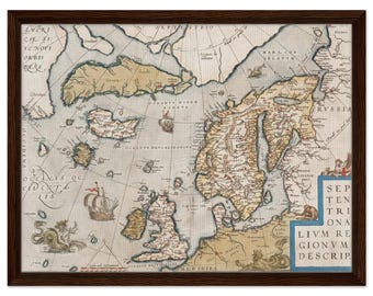 Northern Lands Map 1570 - Stunning Framed Canvas 45x60 cm / 18x24″