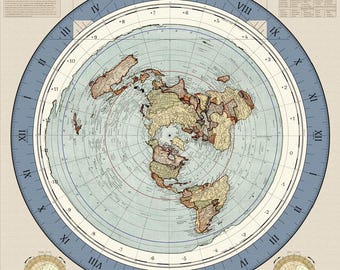 Gleason 2.0 Flat Earth Map - Old Blue - Digital Download