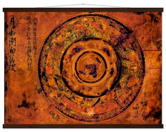 Lost Flat Earth Map – Ishikawa 1689, Lands Beyond on Wooden Hanger