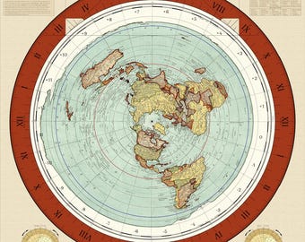 Gleason 2.0 Flat Earth Map - Antique Red - Digital Download