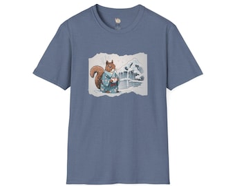 Japanese Winter Squirrel Graphic Tee: Kimono Animal Art Shirt