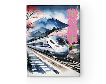 Travel Stamp Book Featuring the Iconic Shinkansen and Mount Fuji