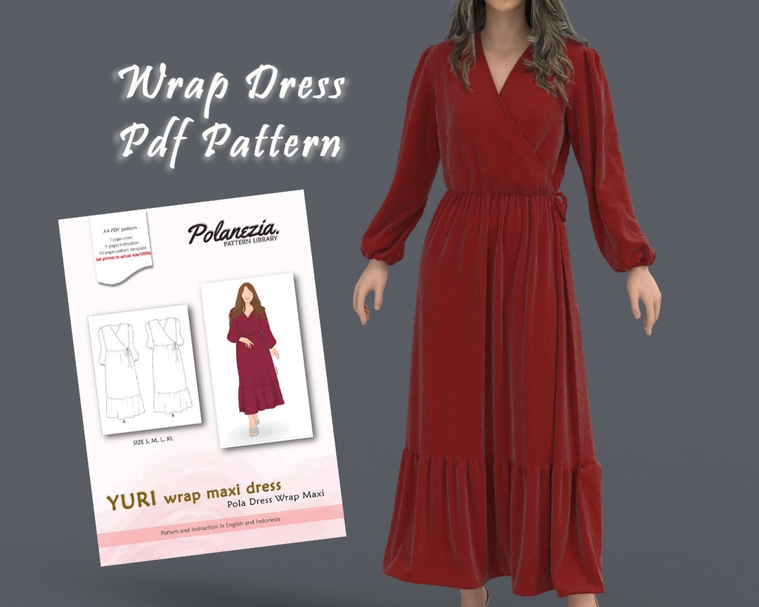 Simple Wrap Dress Pdf Sewing Pattern Etsy