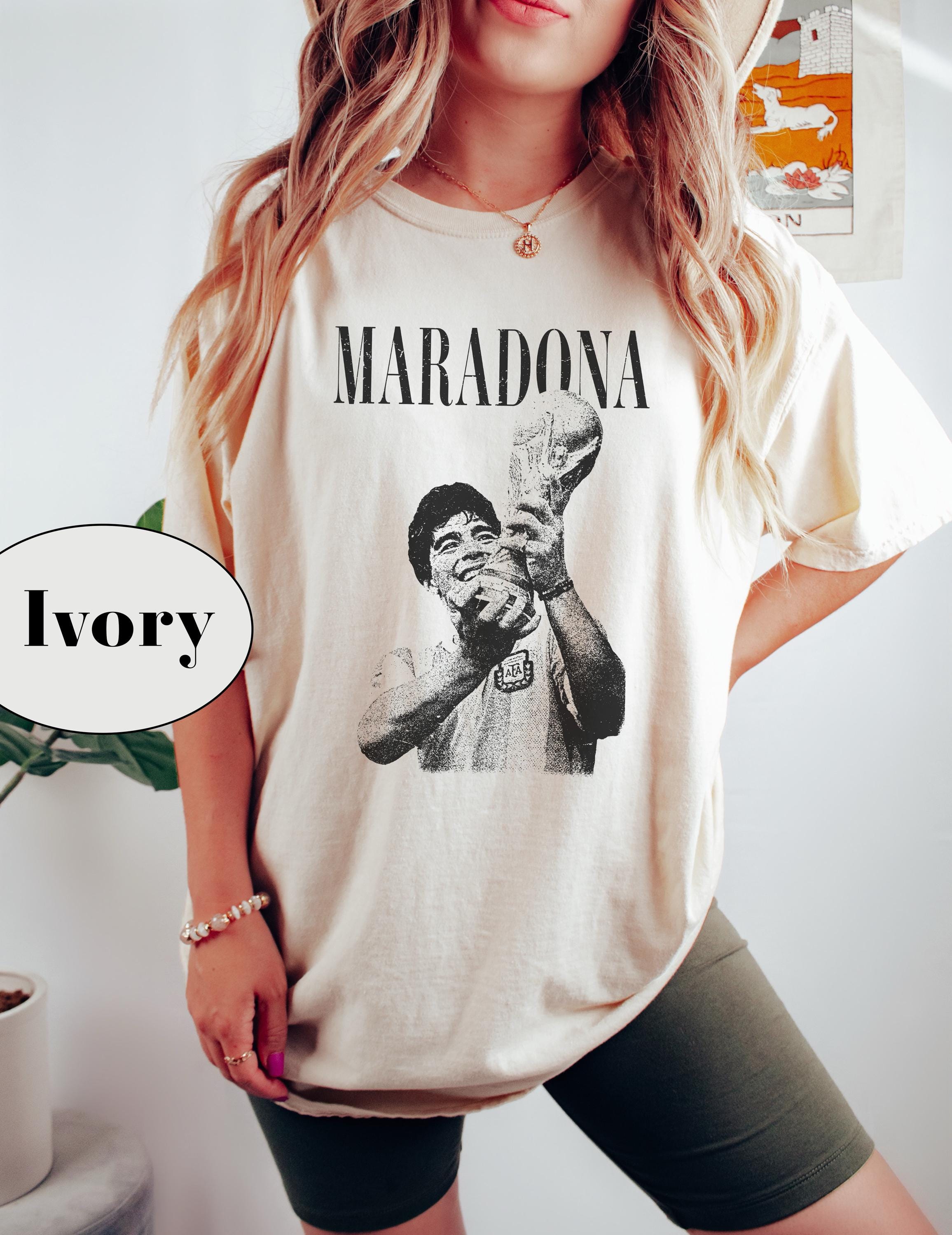 Vintage Diego Maradona Graphic Tee: Argentina Soccer Fan Shirt
