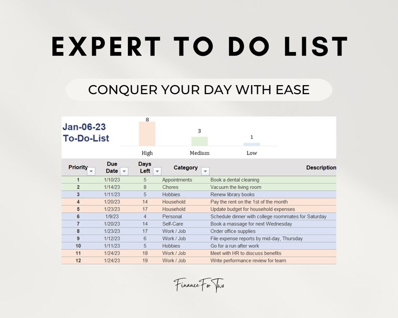 To Do List Excel Template Pro Etsy