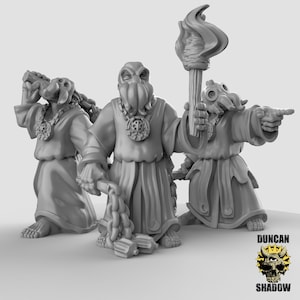 Cultists with Flails! Cthulhu! Mindflayer! Resin Miniature! DnD! Dungeons and Dragons! 5E! Pathfinder! 3D!