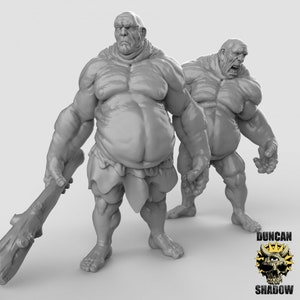 Hill Giants! Hill Giant Brothers! Resin Miniature! D&D Dungeons and Dragons! Tabletop Minis! Resin Miniature! 3D printed! 75MM Tall