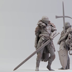 Knight and Squire! Realsteone Miniatures! D&D Dungeons and Dragons! Tabletop Minis! Resin Miniature! Wargames!