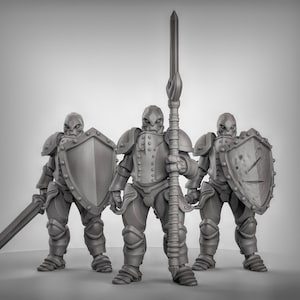 Warforged Fighters 3! Metal Knights! Suits of Armor! Resin Miniature! DnD! Dungeons and Dragons! 5E! Pathfinder! 3D!