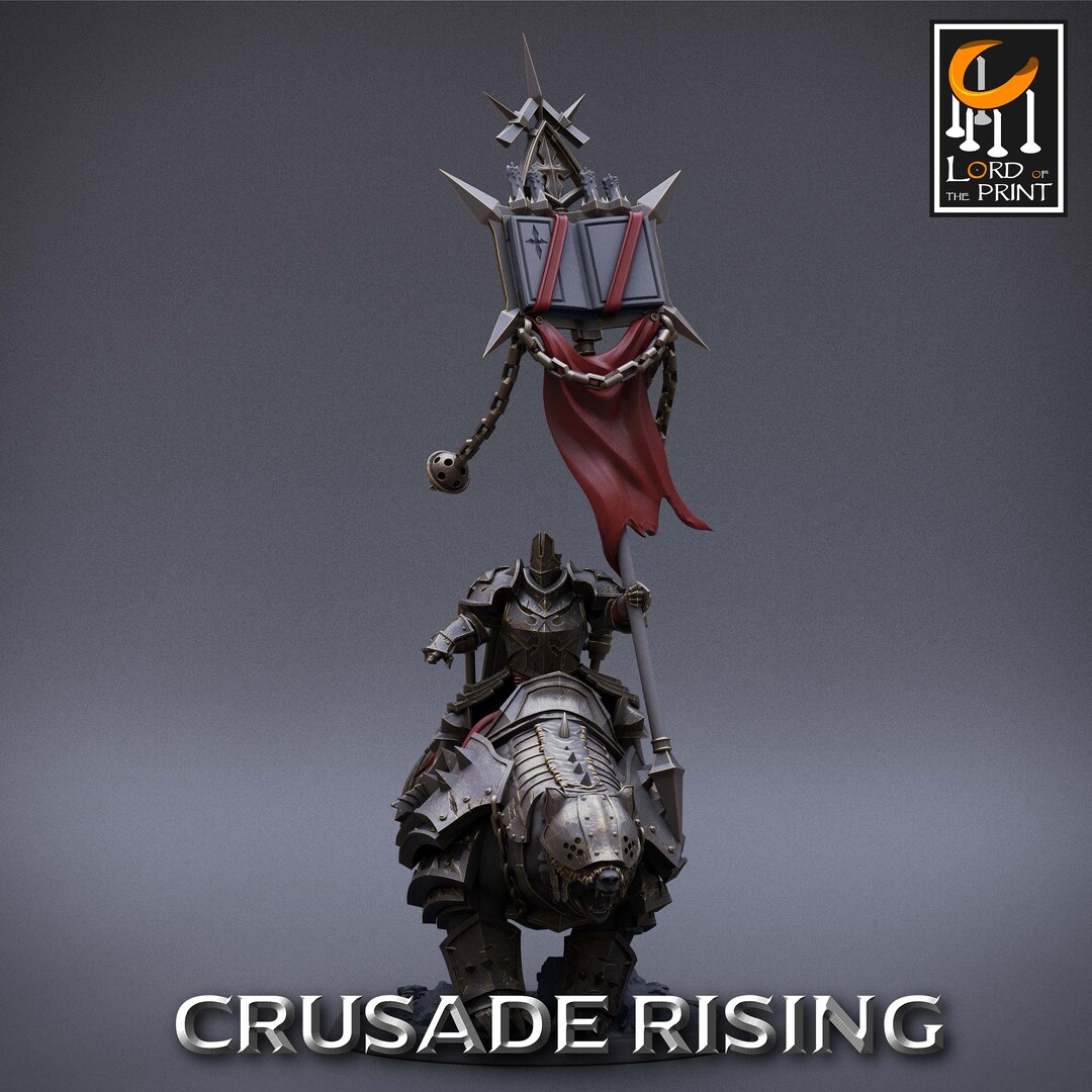 Templar Banner Bear! Crusade Rising! Rescale Miniatures! 2 Inch Base ...