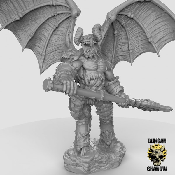 Demon King! Balor with  Great Axe! Resin Miniature NPC! D&D Dungeons and Dragons! Tabletop Minis! Resin Miniature! 3D printed!