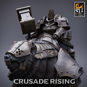 Templar Soldier Bear Watch! Crusade Rising! Rescale Miniatures! 2 Inch Base! 32mm Scale!