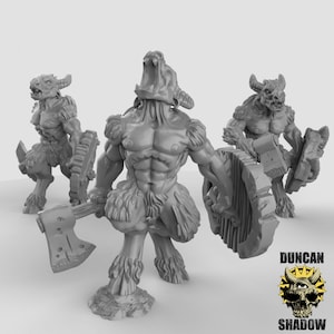 Beastmen! Minotaur with Axe and Shield! Bull Person! Resin Miniature! DnD! Dungeons & Dragons! Pathfinder! RPG! Wargames!