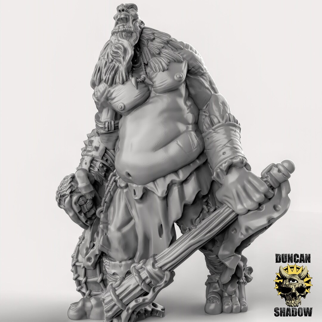 Titan With Club and Net Zombie PLA Filament Miniature Dnd Miniatures